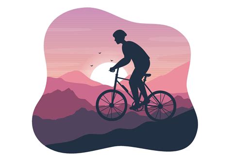 Mountain Biking Illustration With Cycling Down The Mountains For Sports