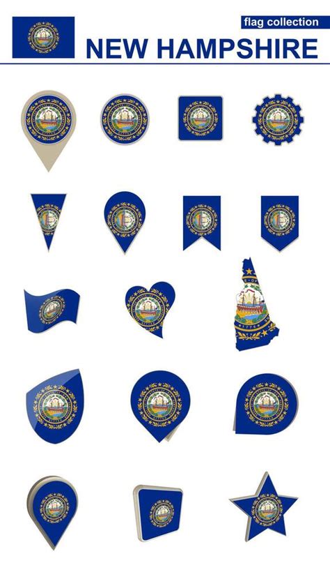 New Hampshire Flag Collection. Big set for design. 45837932 Vector Art ...