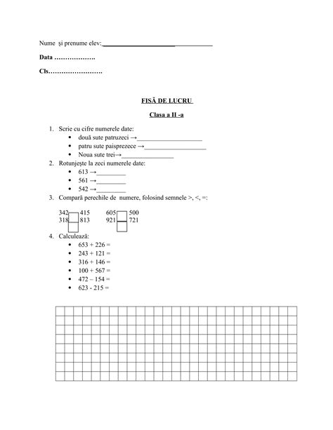 Academiaabc Fi De Lucru Numerele Naturale Clasa A Ii A