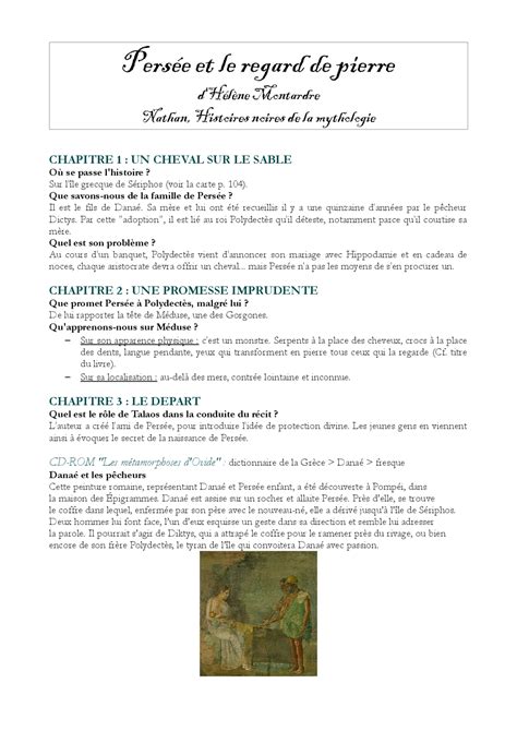 Persée et le regard de pierre Notes Littérature française Docsity