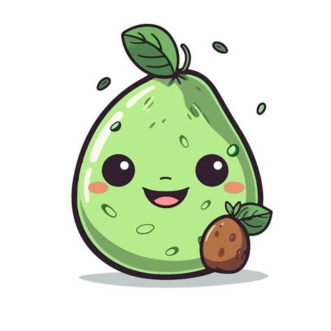 Lindo aguacate plano vector ilustración lindo aguacate mano dibujo