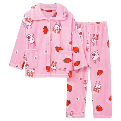 DPois Ensemble Pyjama En Flanelle Enfant Petit Motif Mignon Automne