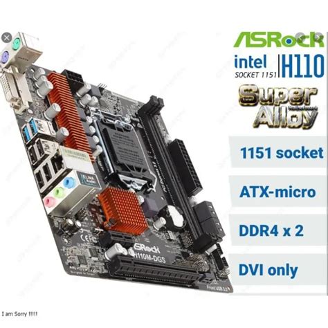 ASRock H110M DGS Mobo Support 7th 6th Generation Intel Core