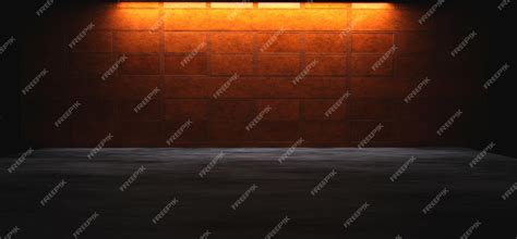 Premium Photo 3d Rendering Brick Wall Background Neon Orange Yellow