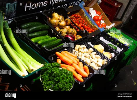 Fruit And Veg Display In Shop Stock Photo Alamy