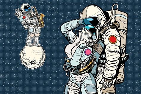 Kiss Love Couple Male And Female Astronauts A Person Illustration By