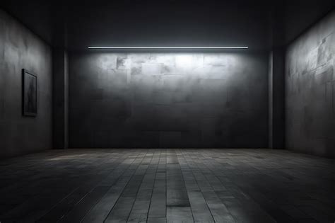 Premium Ai Image A Dark Room With A Light On The Wall And A Black