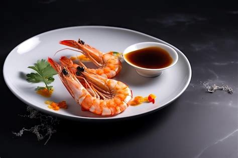 Premium Ai Image Plate Of Tiger Shrimp Prawns Served With Fragrant