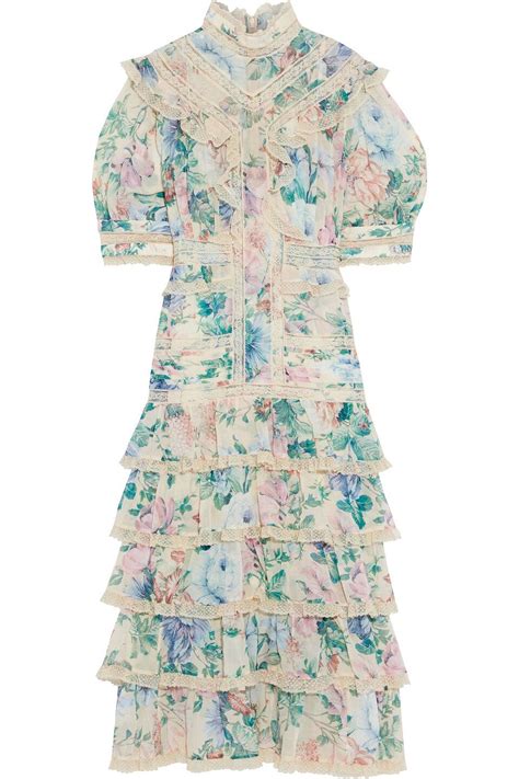 Buy Zimmermann Verity Scallop Tiered Floral Print Cotton And Silk Blend