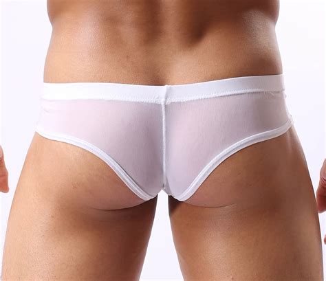 Sexy Mens See Through Lace Underwear Mini Boxer Briefs Pouch Bulge