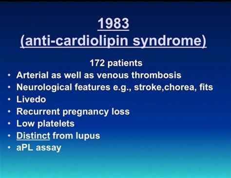 Antiphospholipid Syndrome 30 Years On Dr Graham Hughes