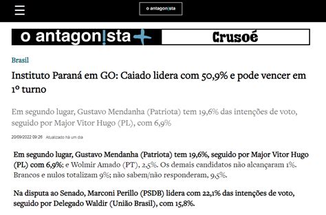 O Antagonista Cita Pesquisa Realizada Pela Paran Pesquisas Paran