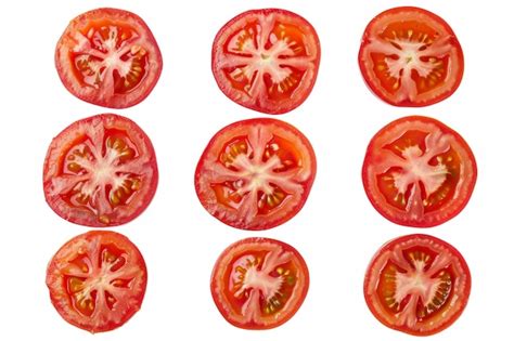 Tomato And Sliced Tomato Top View Isolate Tomato On White Background