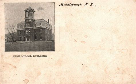 Vintage Postcard 1900s High School Building Middleburgh New York Ny