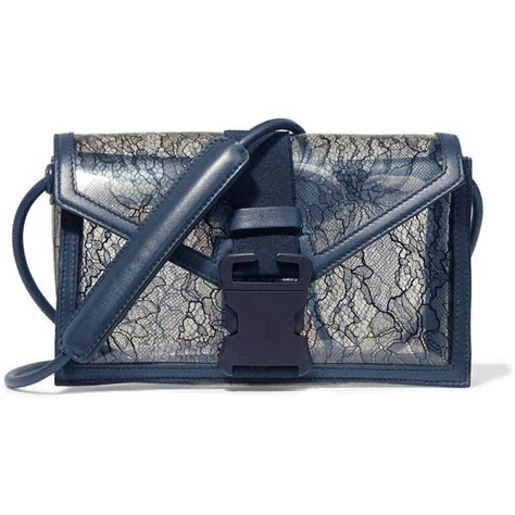 Christopher Kane Safety Buckle Leather Trimmed Lace And Pvc Shoulder