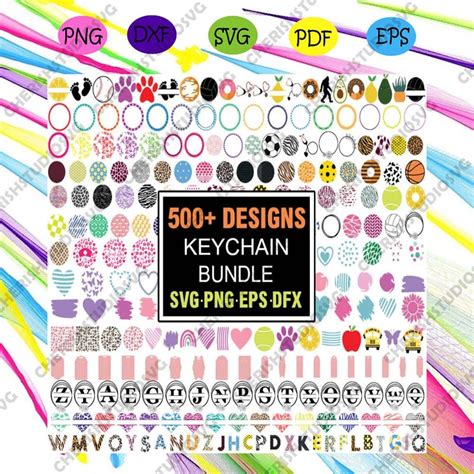 Keychain Svg Bundle Key Ring Svg Keychain Pattern Svg Paint Brush