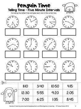 Telling Time To Five Minutes Worksheet