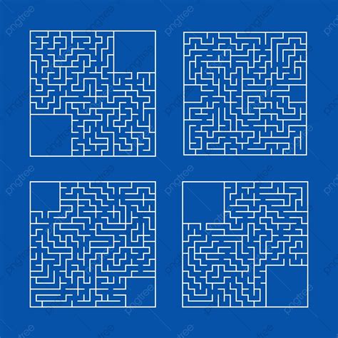 Square Maze Vector Hd Images A Set Of Square Mazes Concept Flat Entrances Png Image For Free