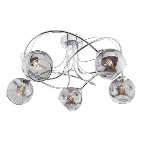 Lampa Sufitowa Onawa 5 Light Semi Flush Polished Chrome Smoked Glass