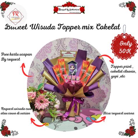 Jual Bucket Wisuda Topper Mix Cokelat Buket Wisuda Topper Print