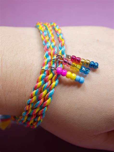 Pansexual Pride Friendship Bracelet Beaded Pendant Lgbt Etsy Uk