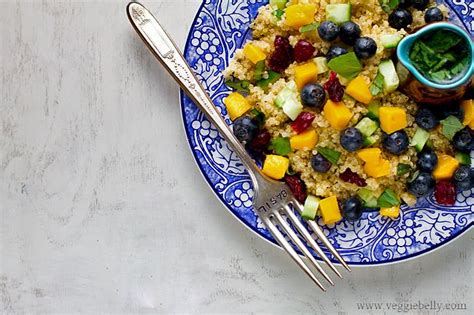 Mango Blueberry Quinoa Salad With Lemon Basil Dressing Recipe Veggie