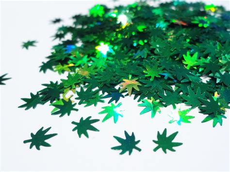 Holographic Green Hemp Leaf Glitter 6mm Etsy