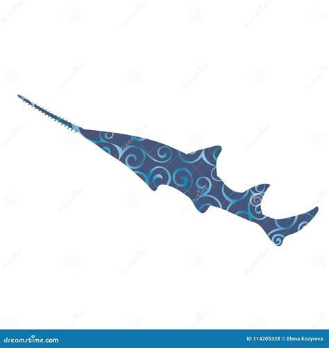 Stingray Sawfish Sea Predator Engraving Sketch For Logo Or Emblem