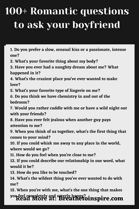 100 Romantic Questions To Ask Your Boyfriend Romantic Questions