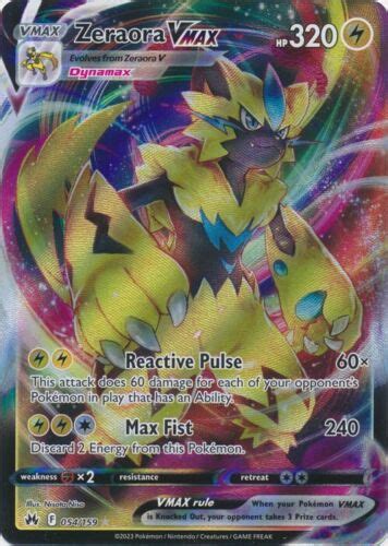 Holo Zeraora VMAX 054 159 Ultra Rare Crown Zenith Pokemon TCG EBay