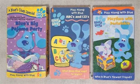 Nick Jr Blues Clues Vhs Tape Lot Of 3 Big Pajama Party Abcs 123s Playtime Periwi 97368359635 Ebay