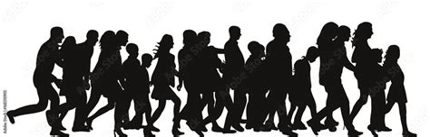 Vector silhouette of a crowd of people walking Stock Vector | Adobe Stock