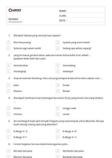 50 Lembar Kerja Variasi Kalimat Untuk Kelas 2 Di Quizizz Gratis And Dapat Dicetak