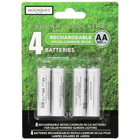 Moonrays OCYLUP-AB7 97125 Rechargeable AA Batteries for Solar-Powered Lights 4-Piece Value Pack ...