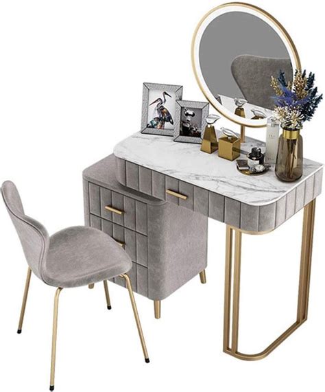 Monkey S Luxe Kaptafel Make Up Tafel Voor Vrouwen Met Kruk Grijs