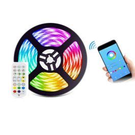 Striscia Led 5m Smart Wifi Control 5050 Rgb Impermeabile Adesiva App