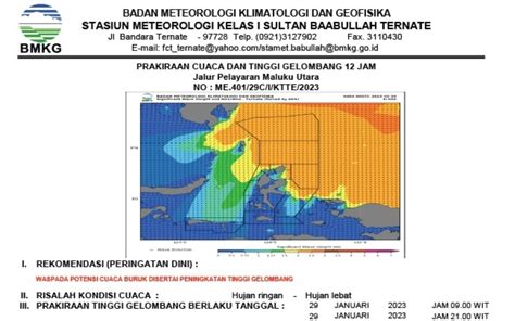 Potensi Hujan Ringan Lebat Di Wilayah Ternate Tidore Hiri Dan