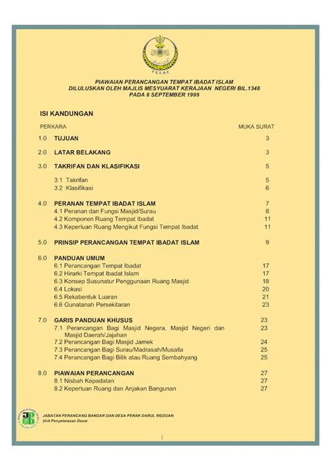 Pdf Piawaian Perancangan Tempat Ibadat Islam Webjpbd Perak Gov My