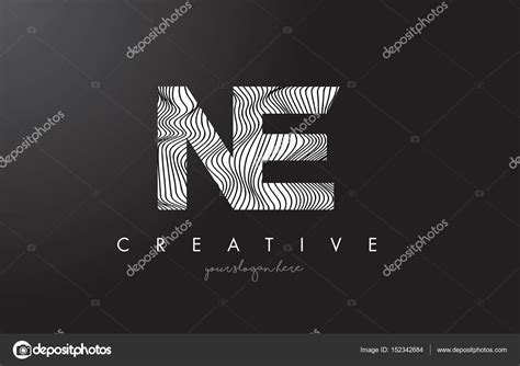 Ne N E Letter Logo With Zebra Lines Texture Design Vector Stock Vector