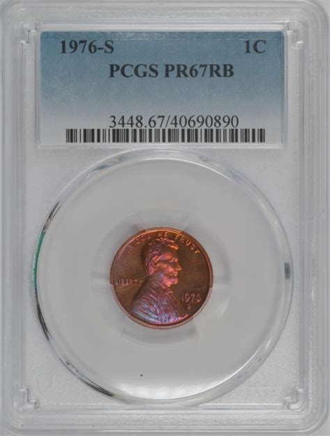 1976 S Us 1¢ Lincoln Memorial Cent Pcgs Pr67rb