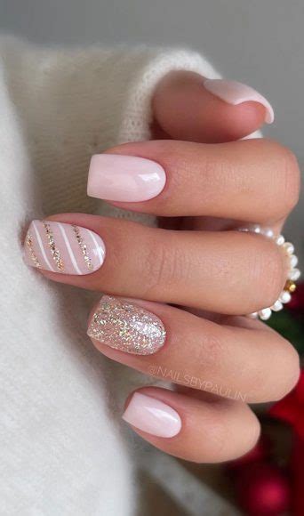 Magical Christmas Nail Art Inspirations Light Pink And Glitter Nails