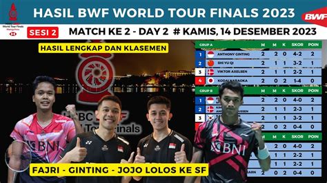 Hasil BWF World Tour Finals 2023 Hari Ini Day2 Menang 2 Kali Fajri