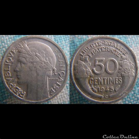 50 Centimes 1945 C Coins World France Gouvernement Provisoire