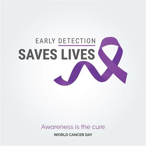 Early Detection Saves Lives Ribbon Typography Awareness Is The Cure