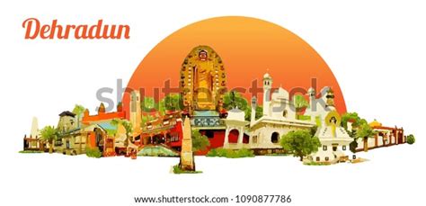 Dehradun City Colored Watercolor Painting Illustration Stock Vector