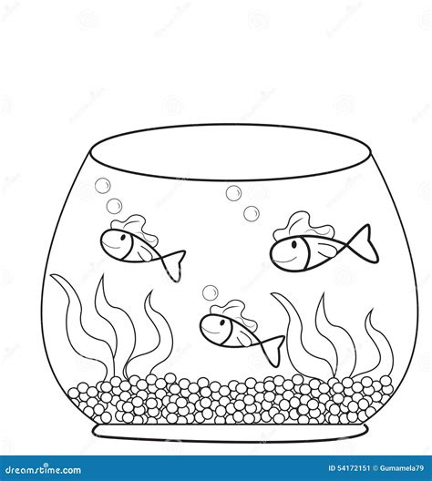 Fish In A Fish Bowl Coloring Page Stock Illustration - Image: 54172151