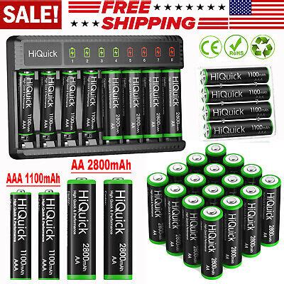 AAA AA Rechargeable Batteries 1100 2800mAh 1 2V Ni MH 8 Slots LCD