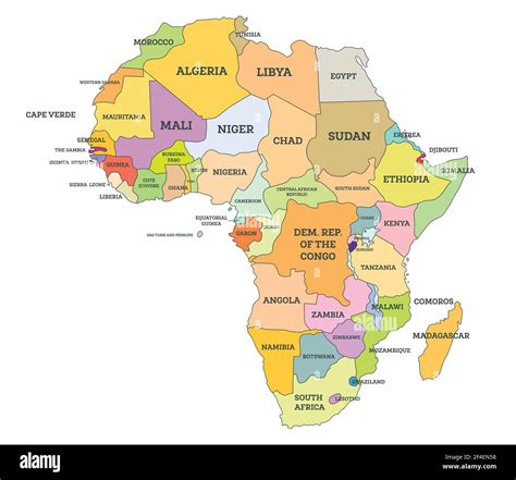 Political Map of Africa. Vector Illustration. Map with Name of ...