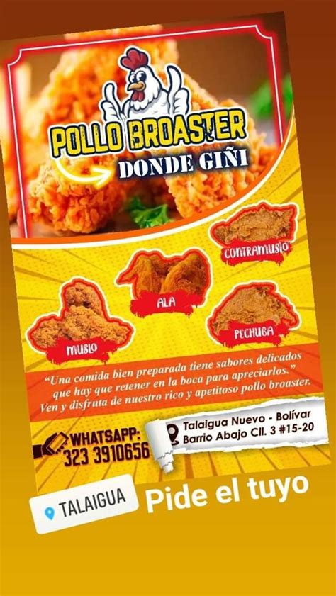 Carta del restaurante POLLO BROASTER DONDE GIÑI Talaigua Nuevo