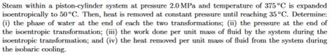 Solved Steam Within A Piston Cylinder System At Pressure Chegg